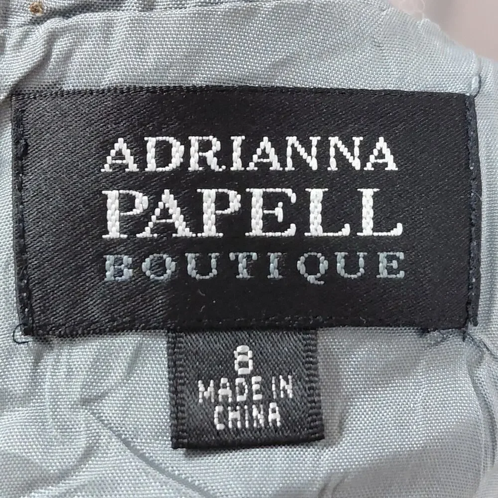 Adrianna Papell Boutique Gray A-Line Midi Dress Women Size 8
